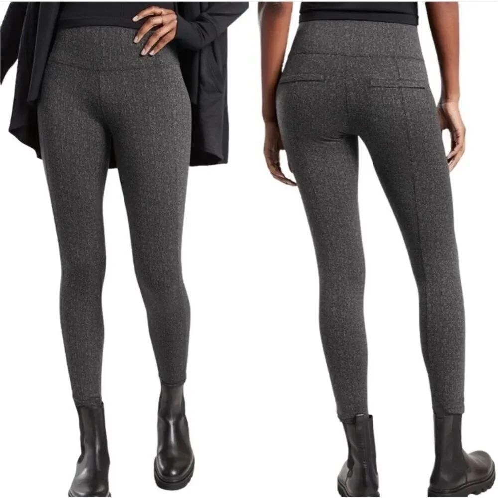 Athleta Delancey Textured Tight Legging Textured Delancey Grey Black | Size XS